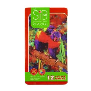 مداد رنگی 12 رنگ جعبه فلزی تخت سیب